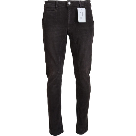 Acht Elegant Corduroy Brown Pants Acht Dark Slate Gray