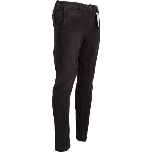 Acht Elegant Corduroy Brown Pants Acht Black
