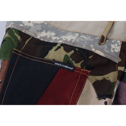 Dolce & Gabbana Multicolor Silk Patchwork Men Denim Jeans