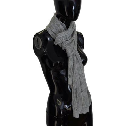 John Galliano Gray Logo Knitted Neck Wrap Shawl Foulard Scarf
