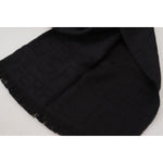 GF Ferre Black Wool Neck Wrap Shawl Fringes Scarf MS6845