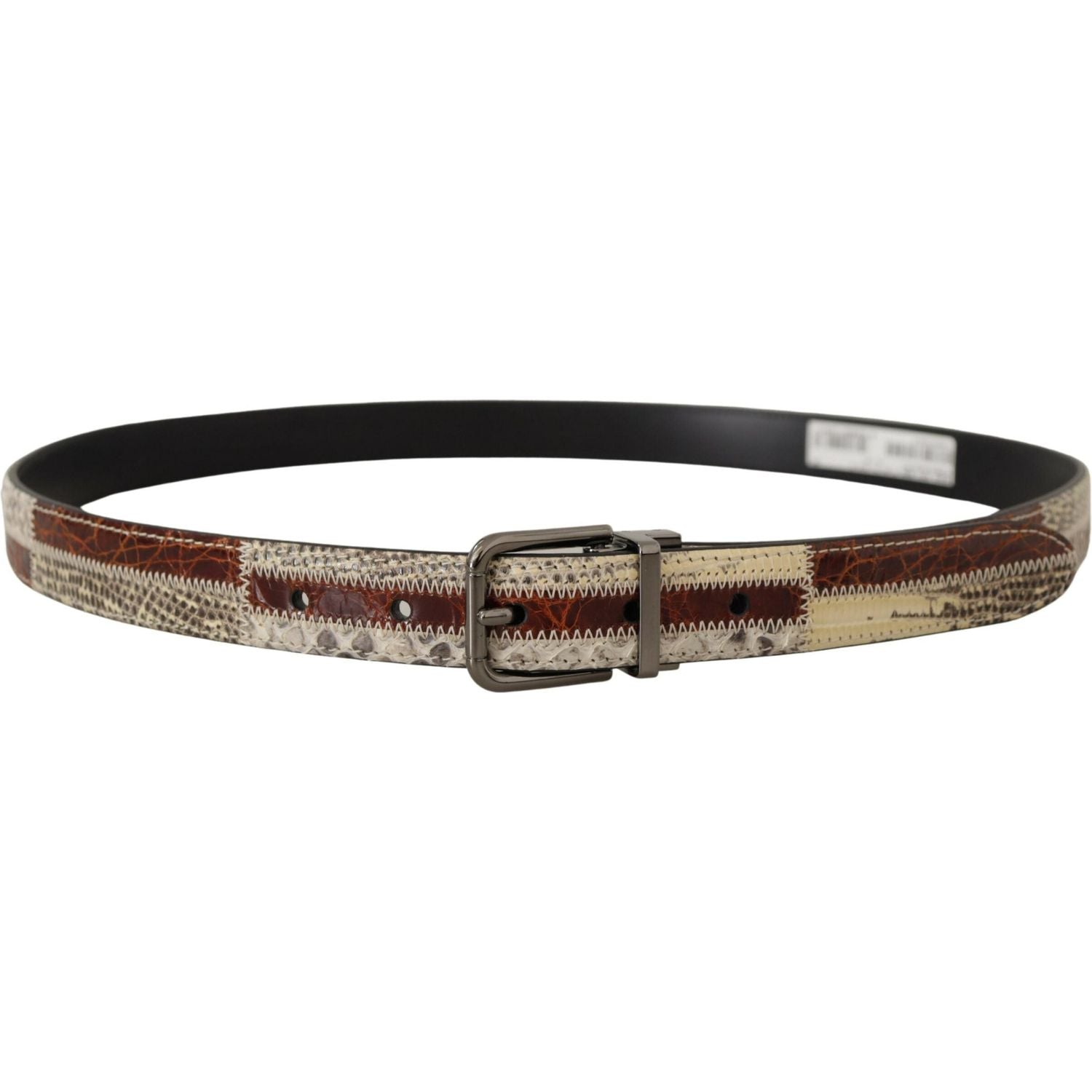 Dolce & Gabbana Multicolor Exotic Leather Patchwork Metal Belt