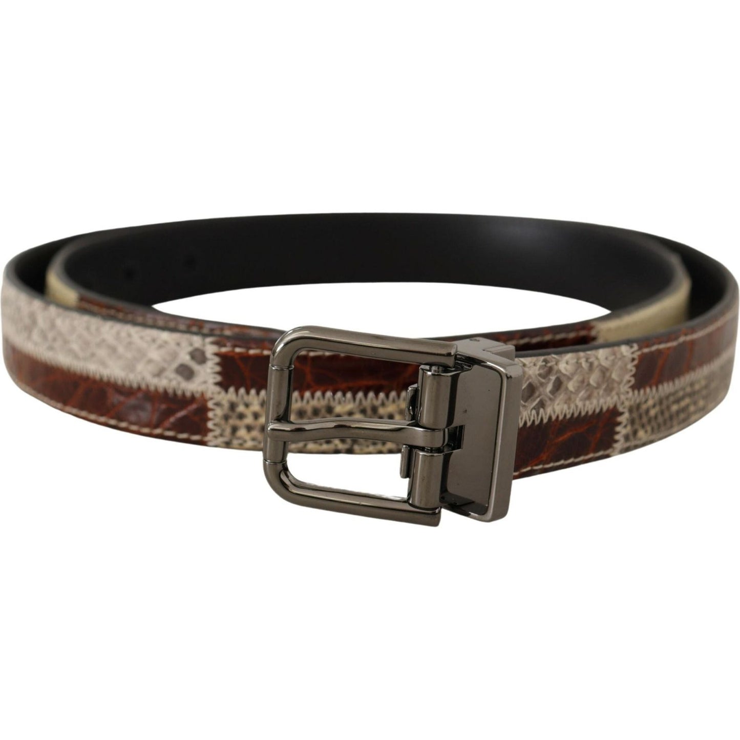Dolce & Gabbana Multicolor Exotic Leather Patchwork Metal Belt BEL8404- 90