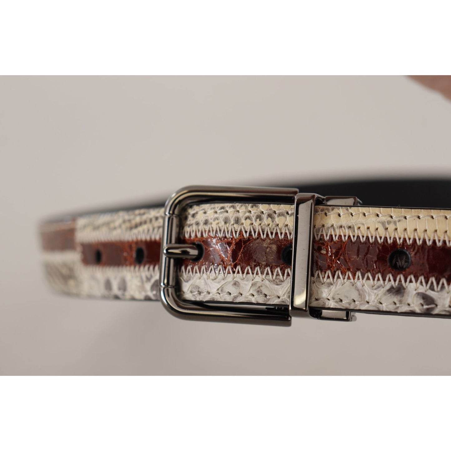 Dolce & Gabbana Multicolor Exotic Leather Patchwork Metal Belt BEL8404- 90