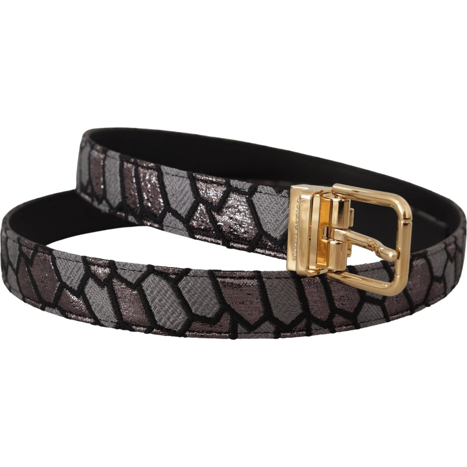 Dolce & Gabbana Multicolor Patchwork Leather Gold Jaquard Belt