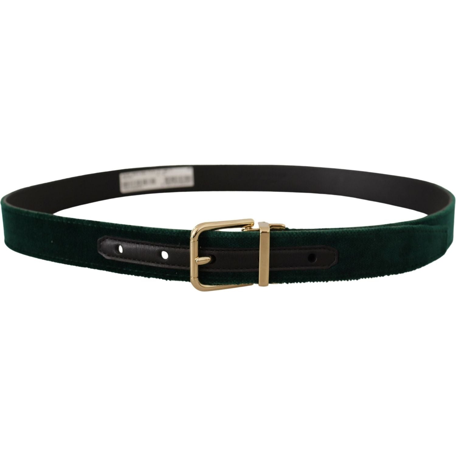 Dolce & Gabbana Green Velvet Leather Gold Metal Logo Belt