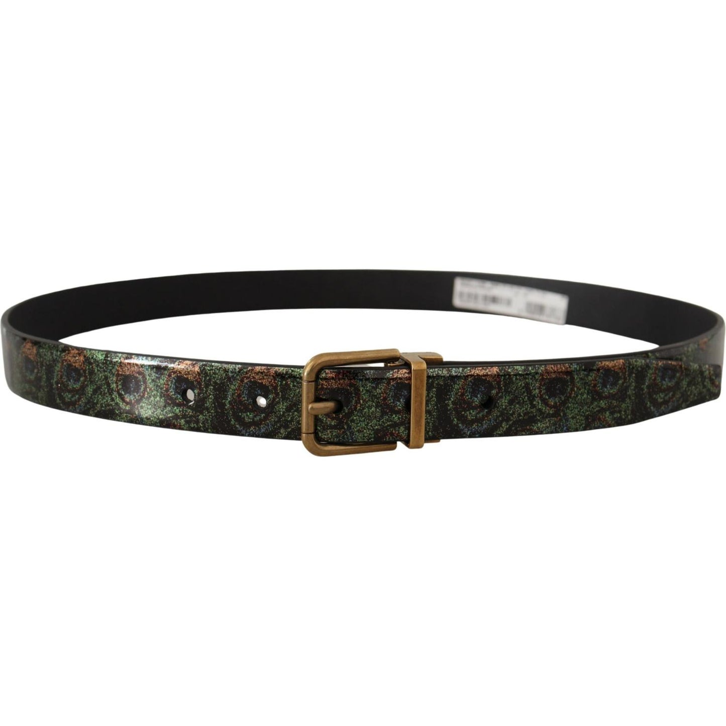 Dolce & Gabbana Multicolor Leather Vernice Pavone Bronze Metal Belt