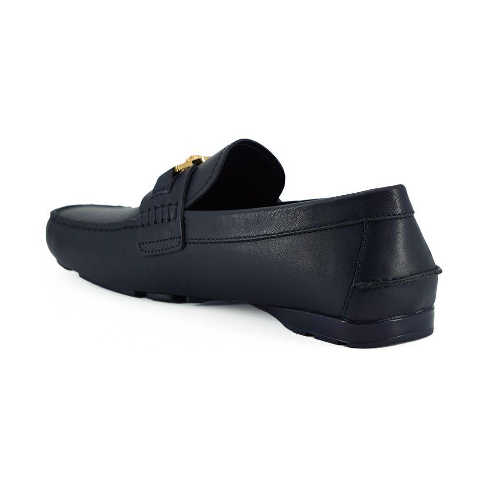 Versace Elegant Navy Blue Calf Leather Loafers 8054712178252
