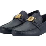 Versace Elegant Navy Blue Calf Leather Loafers 8054712178252