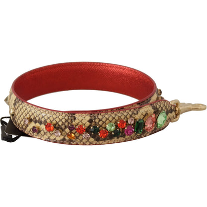 Dolce & Gabbana Beige Exotic Leather Crystals Shoulder Strap
