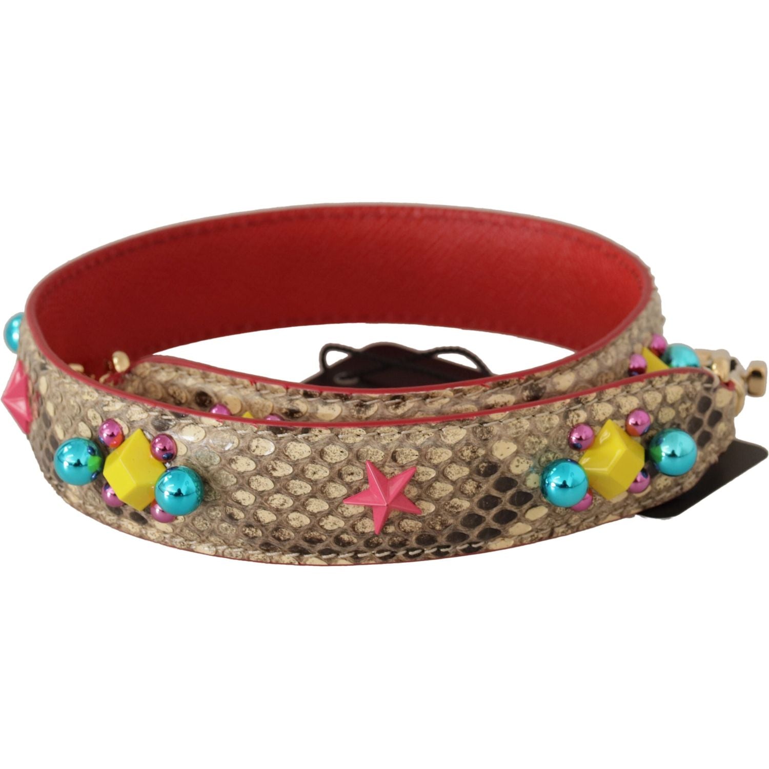 精致的米色蟒蛇皮包带