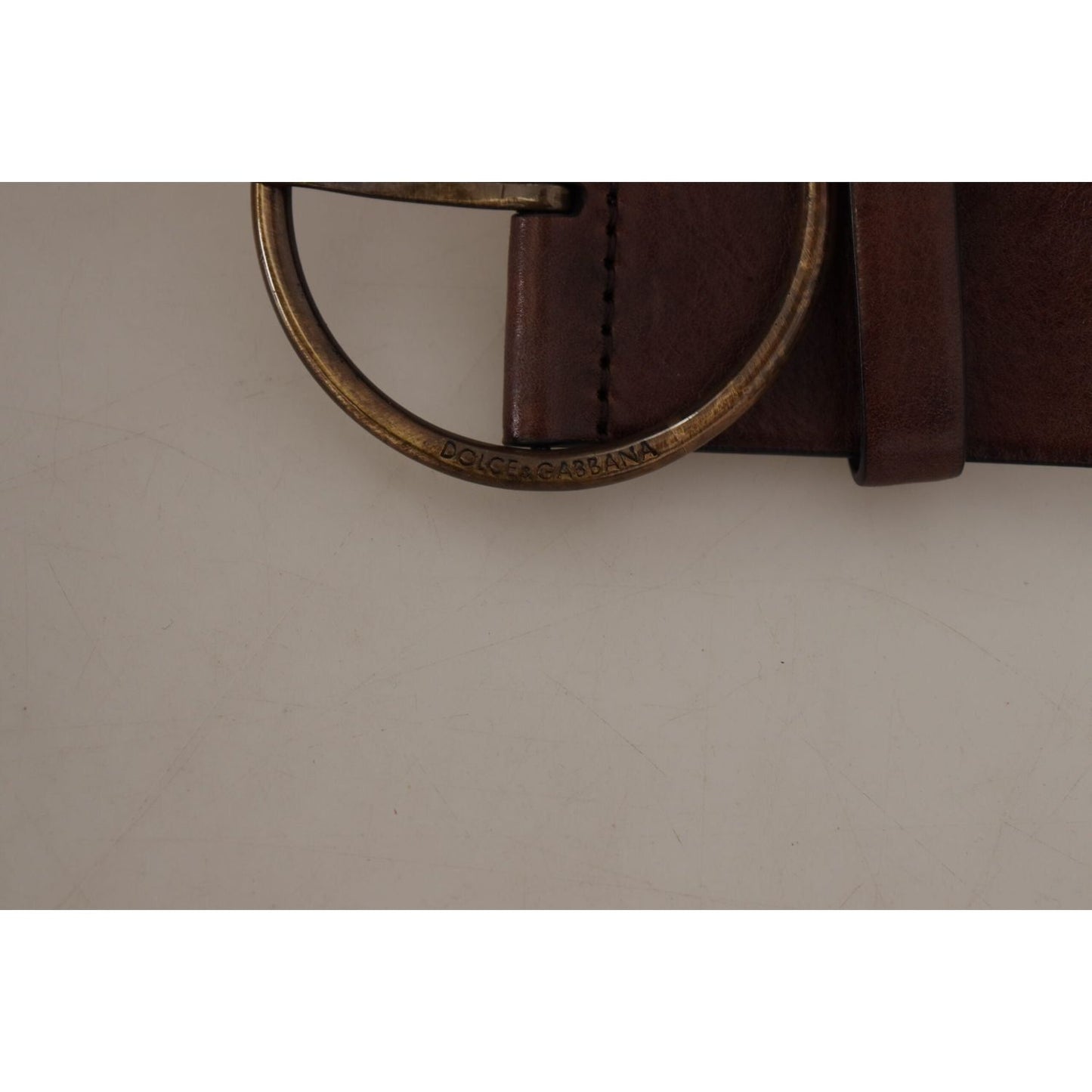 Dolce & Gabbana Dark Brown Wide Waist Leather Metal Round Buckle Belt BEL8727 - 90