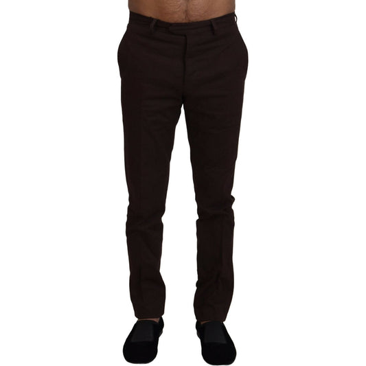 BENCIVENGA Elegant Brown Cotton Blend Trousers BENCIVENGA Black