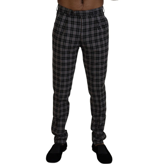 BENCIVENGA Elegant Gray Checked Gentleman's Chinos BENCIVENGA Black