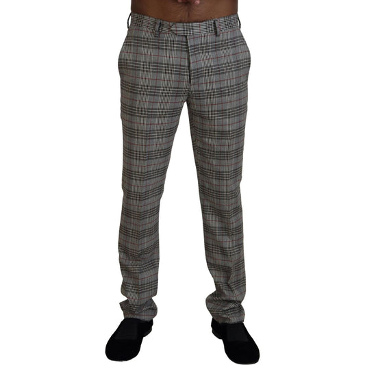 BENCIVENGA Elegant Gray Checkered Slim Men's Pants BENCIVENGA Dark Slate Gray