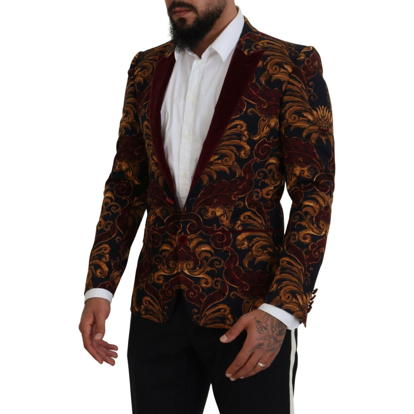 Dolce & Gabbana Multicolor Floral Single Breasted Martini Blazer KOS2113- 46