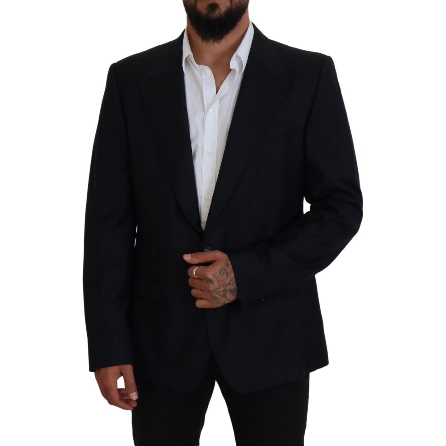 Dolce & Gabbana Dark Blue Wool Formal Sicilia Blazer