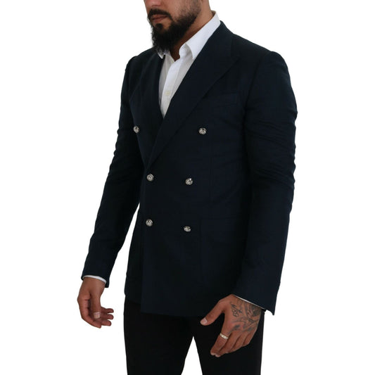 Dolce & Gabbana Blue Double Breasted Formal Coat Blazer KOS2137- 48
