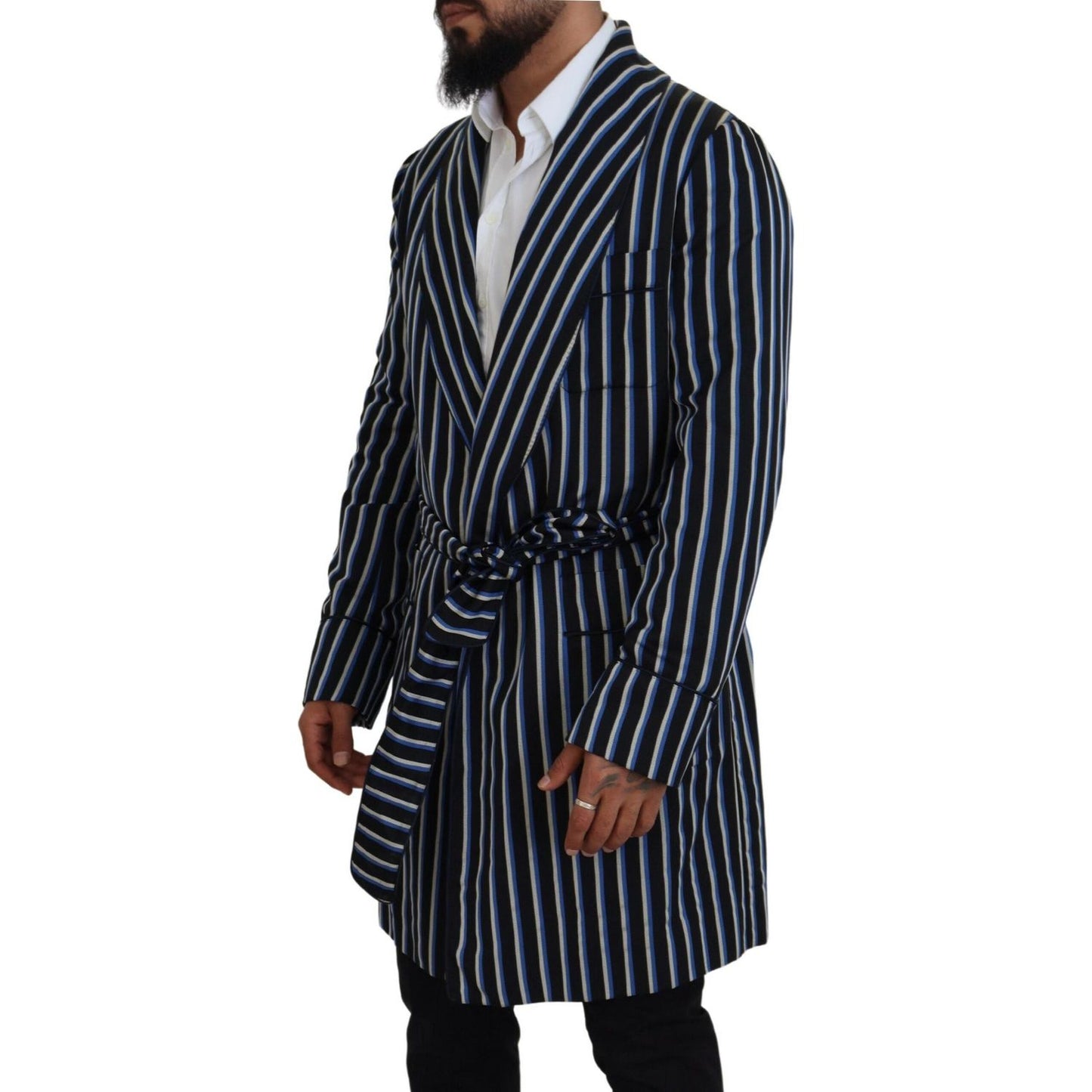 Dolce & Gabbana Black Blue Martini Printed Lining Robe KOS2145- 48