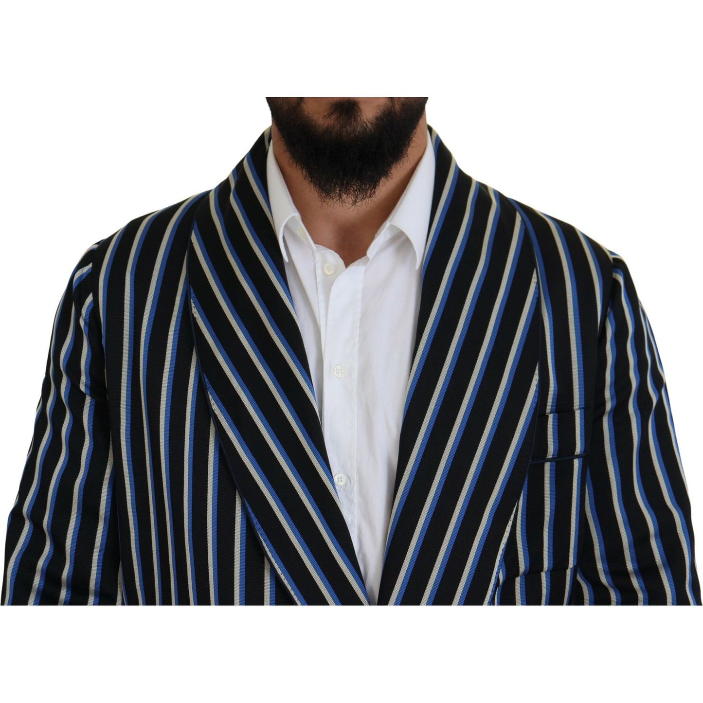 Dolce & Gabbana Black Blue Martini Printed Lining Robe KOS2145- 48