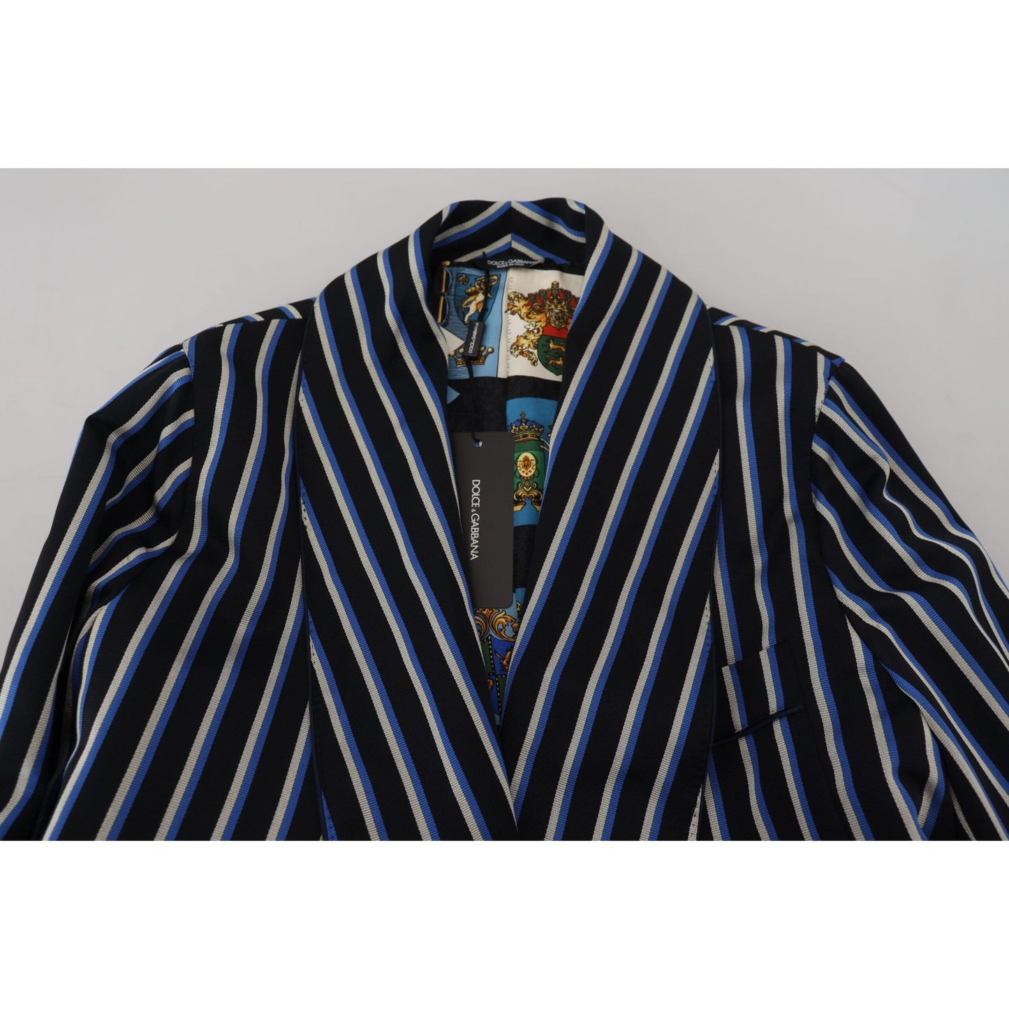 Dolce & Gabbana Black Blue Martini Printed Lining Robe KOS2145- 48