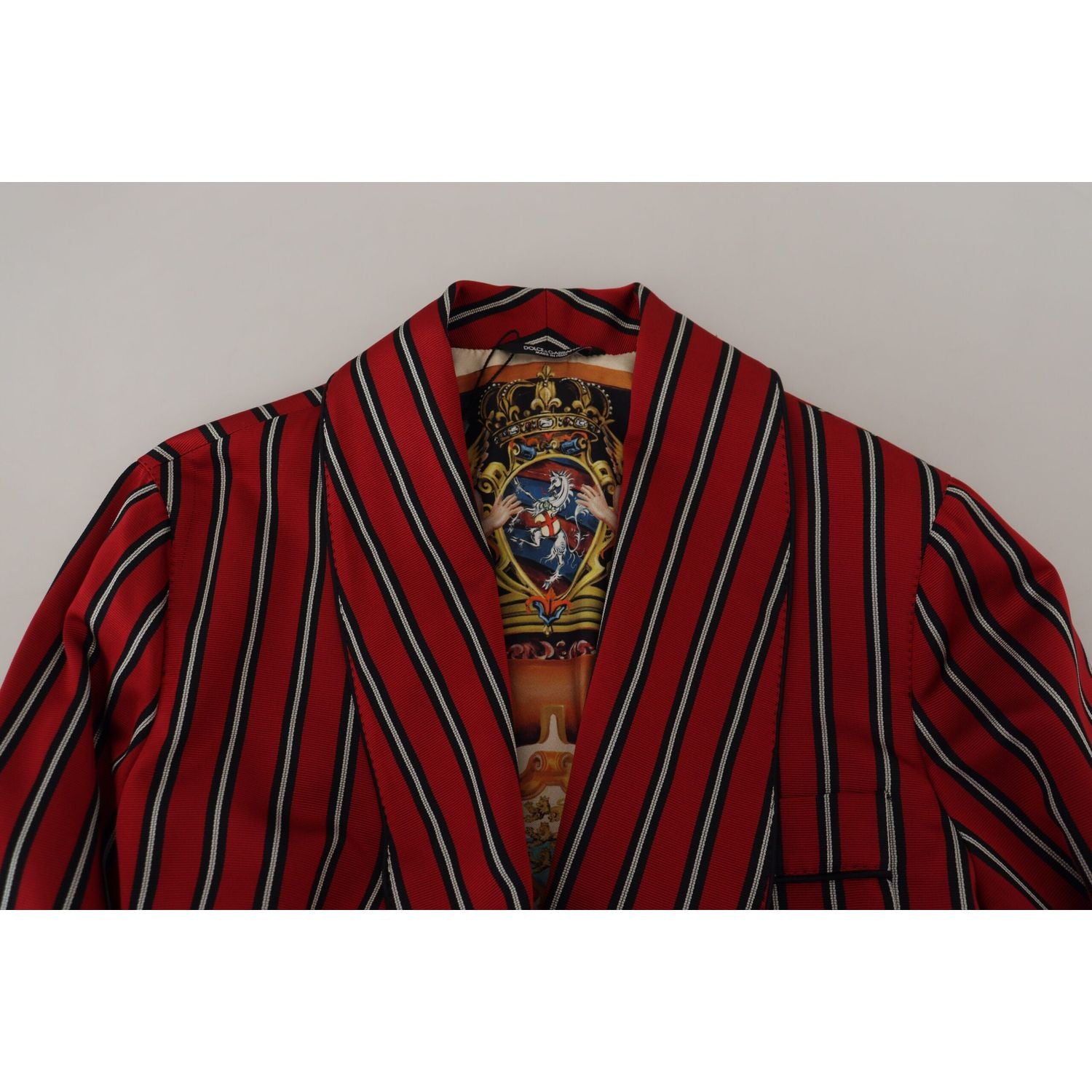 Dolce & Gabbana Red Striped Martini Printed Lining Robe