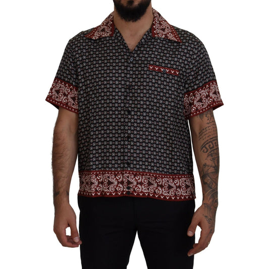 Dolce & Gabbana Elegant Multicolor Silk Casual Shirt Dolce & Gabbana Black