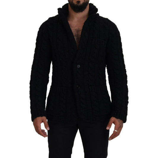 Dolce & Gabbana Black Wool Knit Button Cardigan Sweater