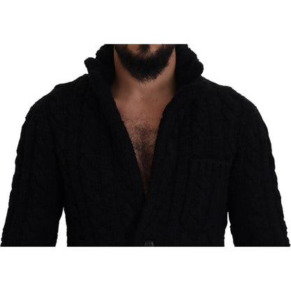 Dolce & Gabbana Black Wool Knit Button Cardigan Sweater