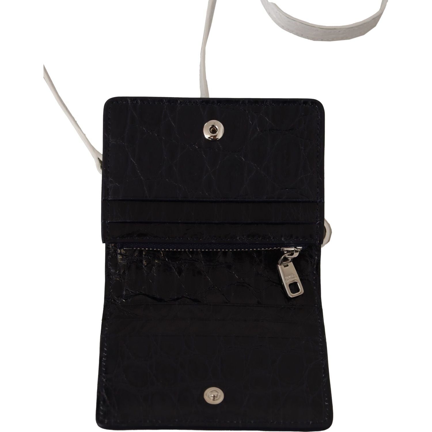 蓝色异国皮革双折钱包（配肩带）