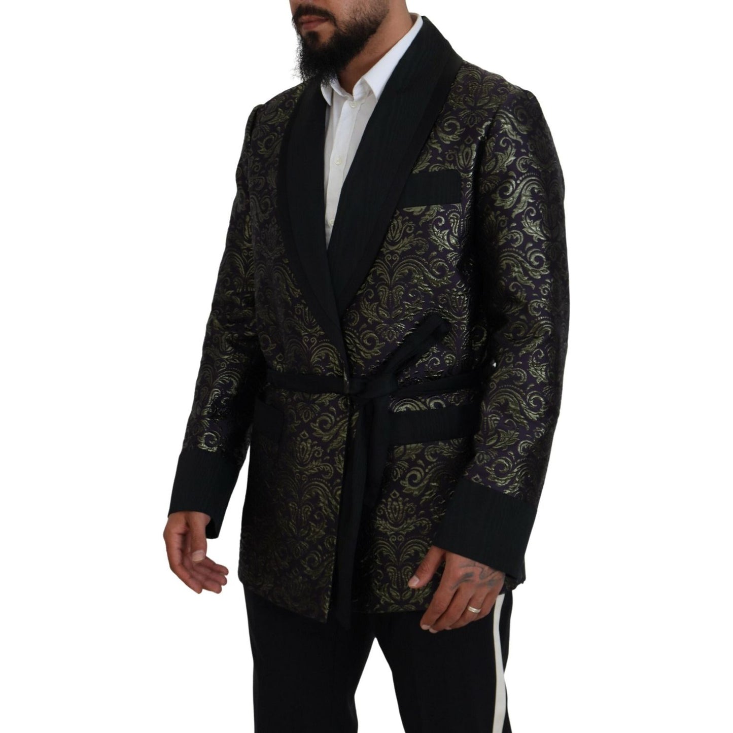 Dolce & Gabbana Gold Purple Baroque Jacket Blazer Robe
