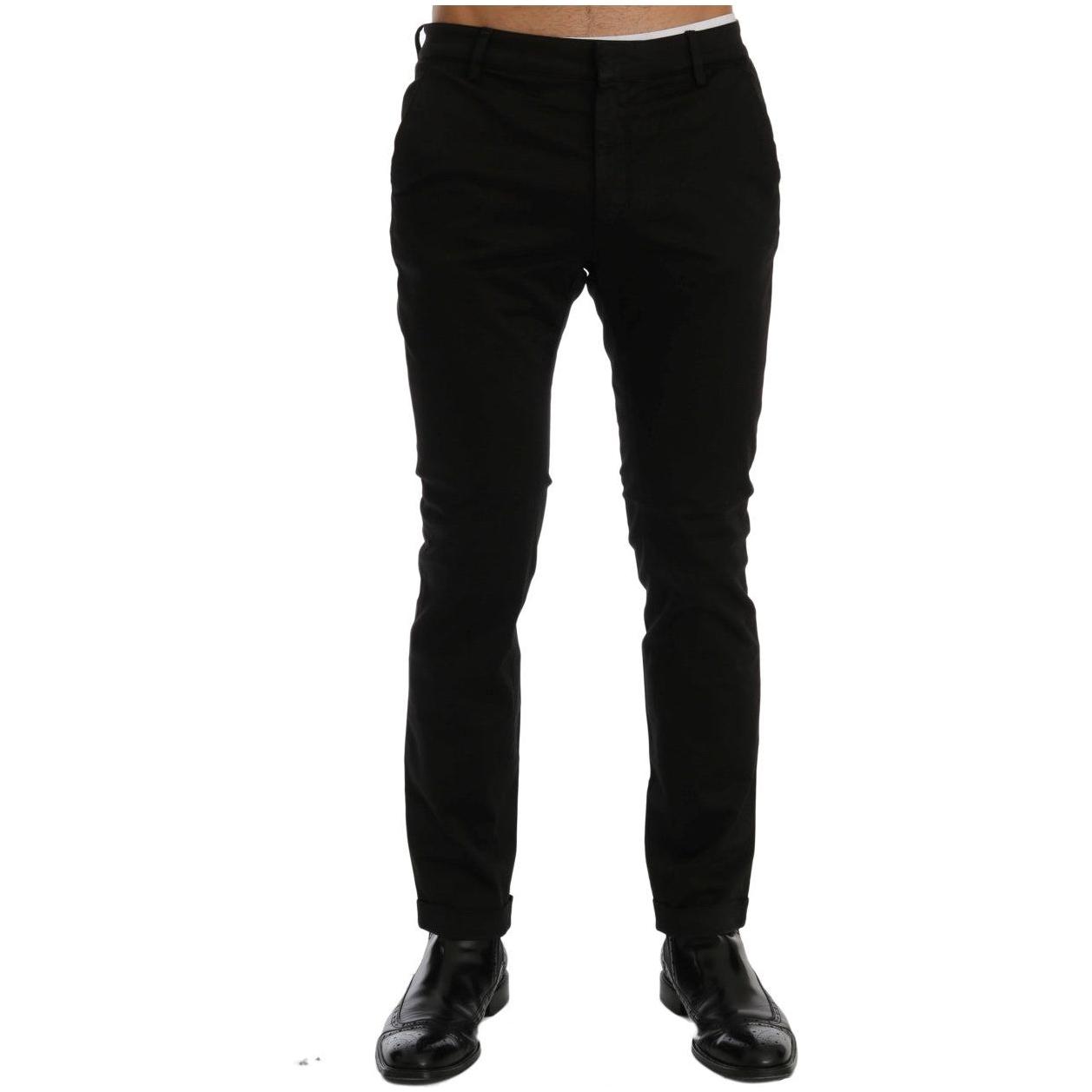 Costume National Black Slim Fit Cotton Stretch Pants Jeans & Pants