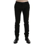 GF Ferre Elegant Slim Fit Black Cotton Trousers Jeans & Pants GF Ferre Black