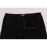 GF Ferre Elegant Slim Fit Black Cotton Trousers Jeans & Pants GF Ferre Black