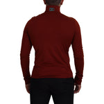 Dolce & Gabbana Maroon Cotton Turtle Neck Zip Sweater TSH83623-46
