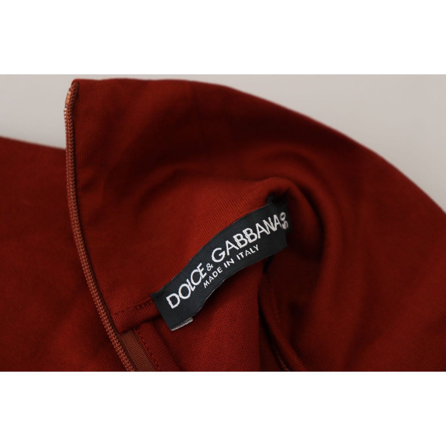 Dolce & Gabbana Maroon Cotton Turtle Neck Zip Sweater TSH83623-46
