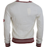 Dolce & Gabbana White Red Knitted V-neck Pullover Sweater TSH83751-46