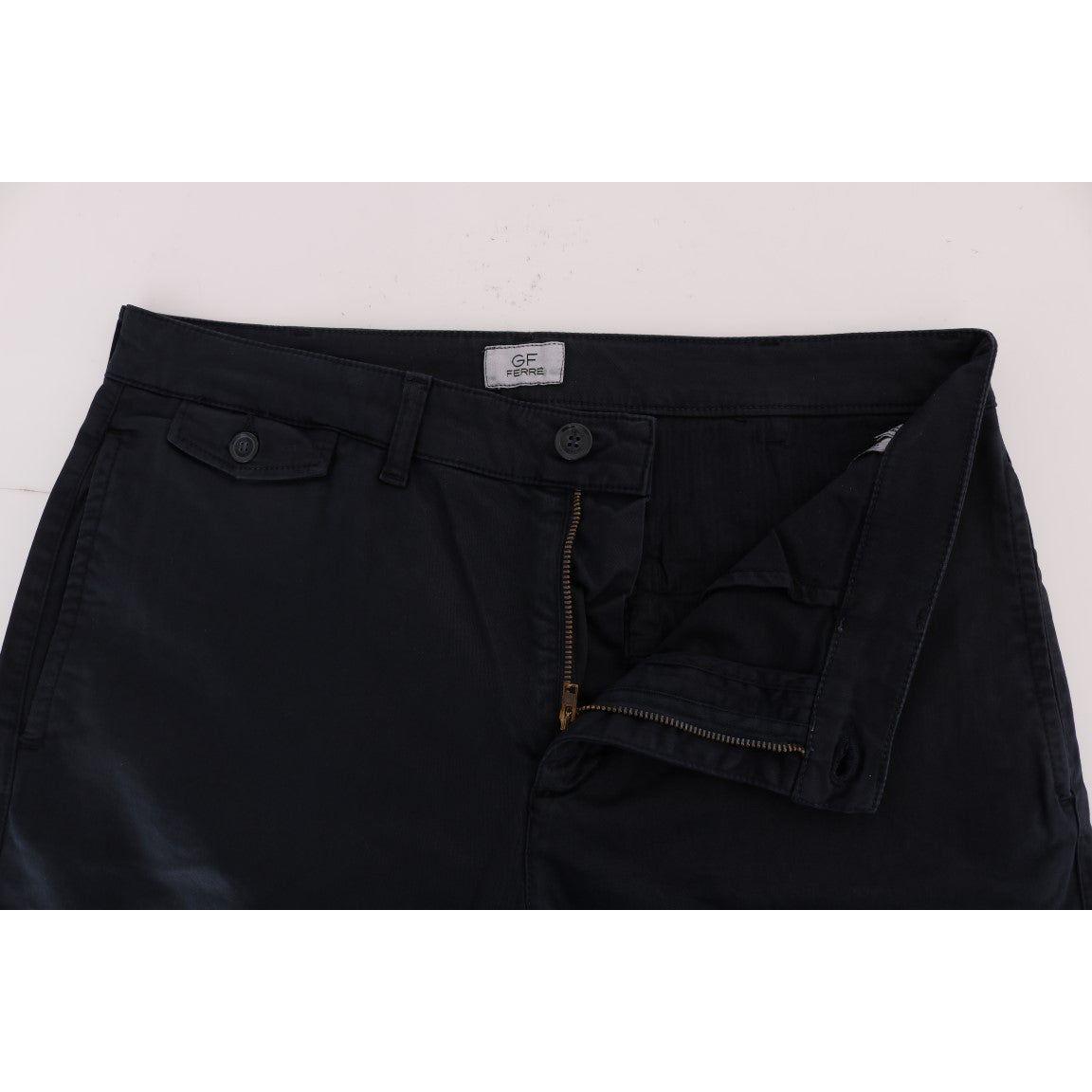 بنطال GF Ferre الأنيق المصنوع من القطن المرن باللون الأزرق للرجال