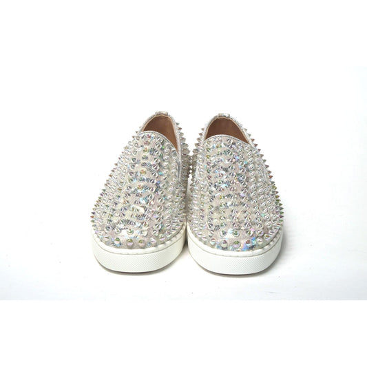 Christian Louboutin White Ab/Clear Ab Roller Boat Woman Flat Sneaker Christian Louboutin Light Gray