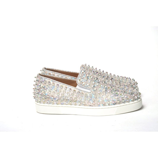 Christian Louboutin White Ab/Clear Ab Roller Boat Woman Flat Sneaker Christian Louboutin Light Gray