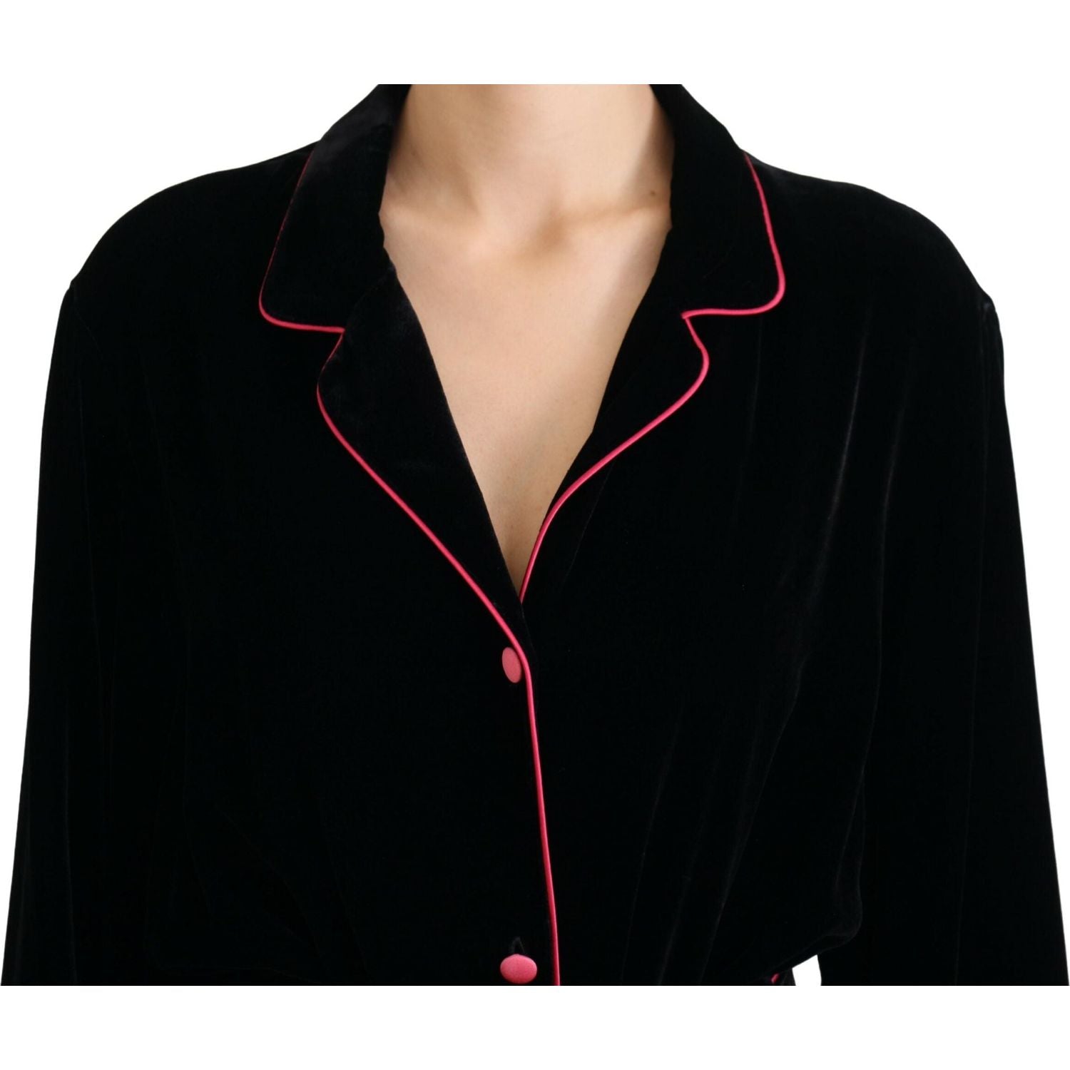 优雅黑色真丝混纺夹克（配腰带）