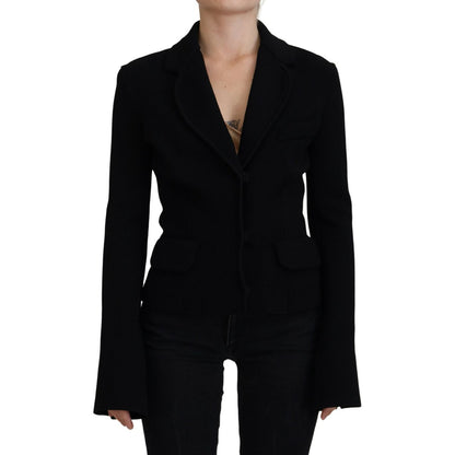 Dolce & Gabbana Black Button Cardigan Blazer Viscose Jacket