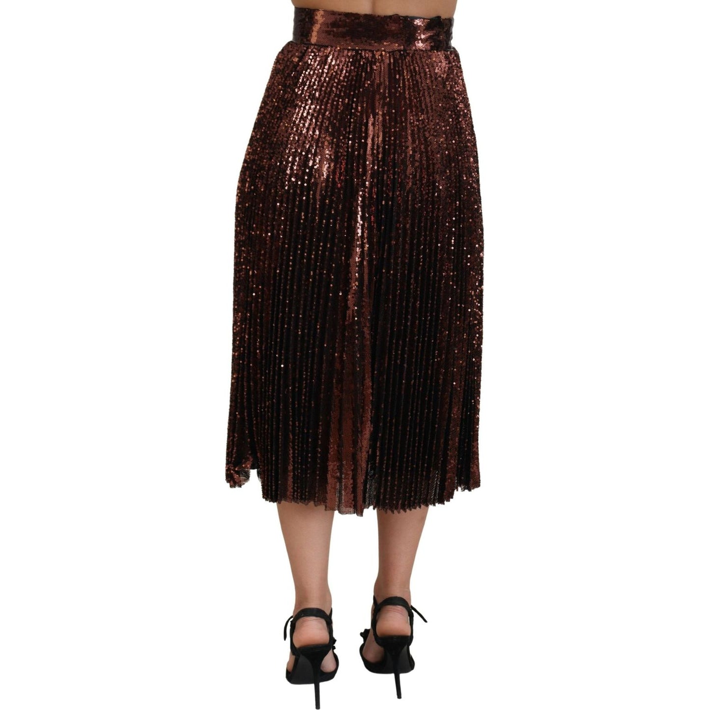 Dolce & Gabbana Bronze Sequined High Waist A-line Maxi Skirt