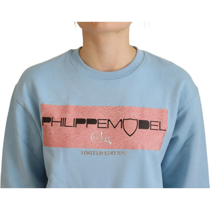 Philippe Model Light Blue Logo Printed Long Sleeves Sweater