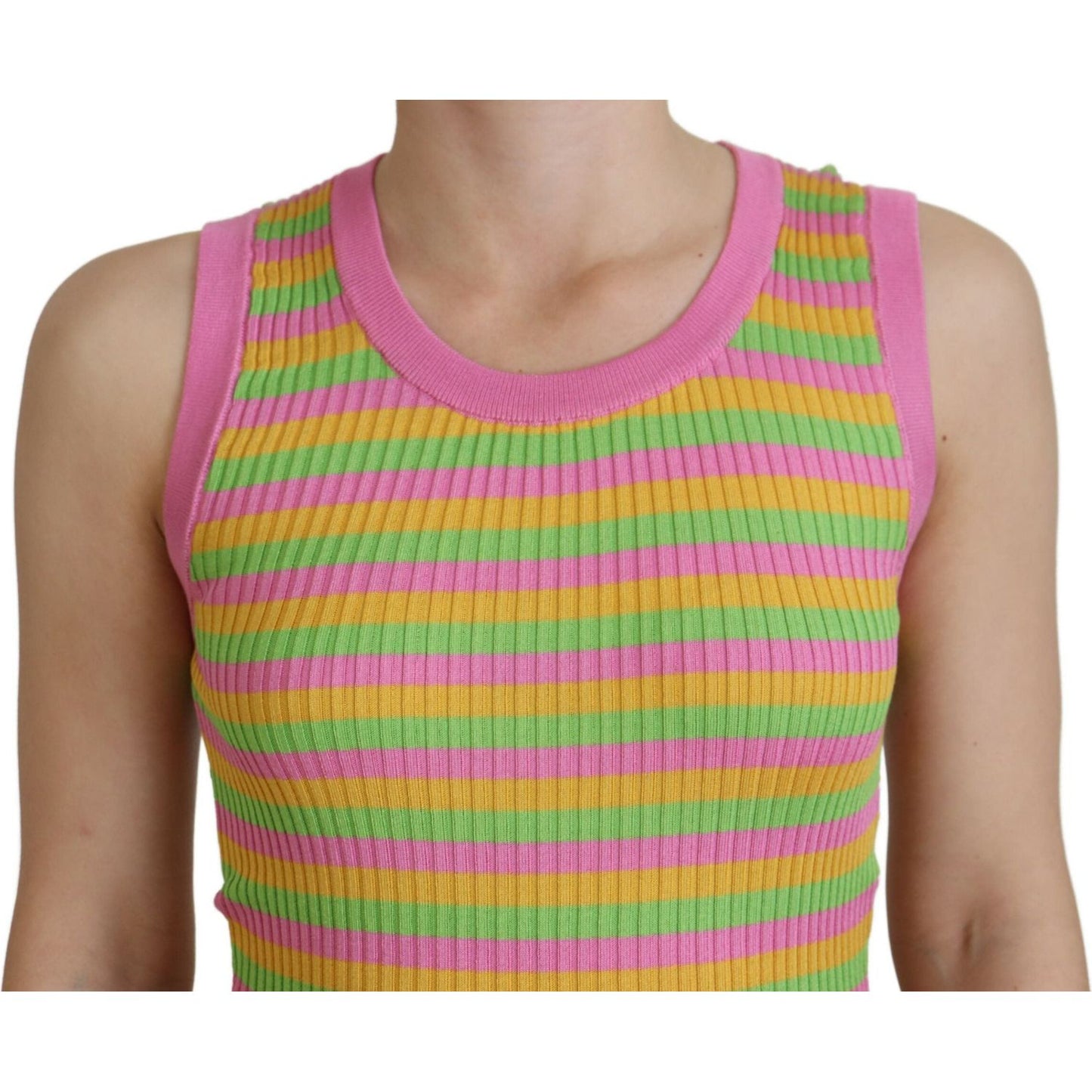 Dolce & Gabbana Multicolor Silk Vest Pullover Tank Top TSH8073- 36