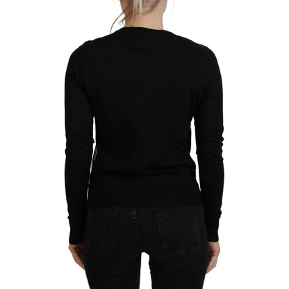 Dolce & Gabbana Black Floral Lace Button Cardigan Sweater