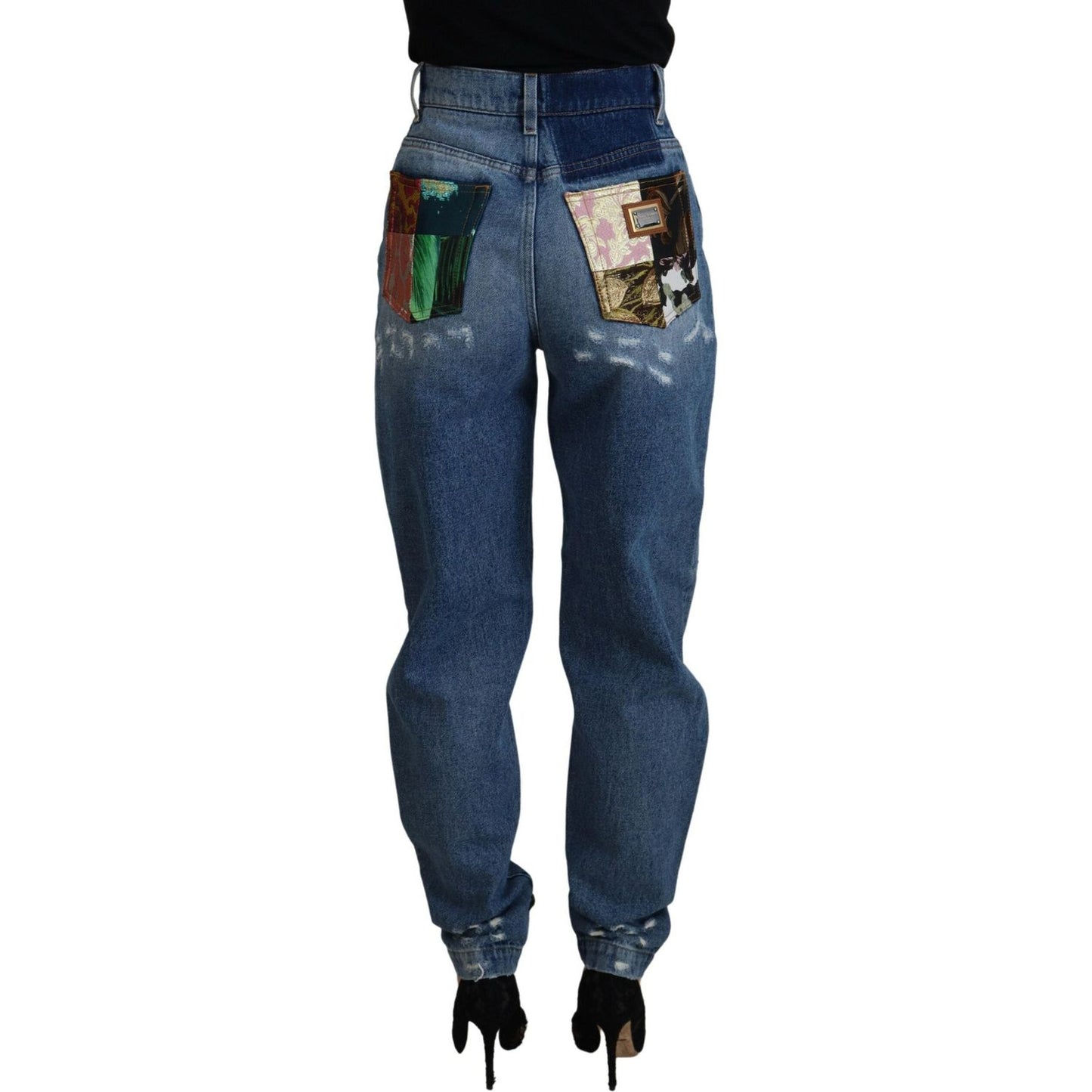 Dolce & Gabbana Blue Tattered Skinny Denim Cotton Jeans