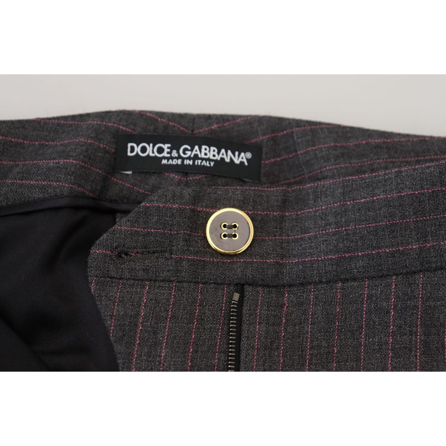 Dolce & Gabbana Gray Stripes Wool Tapered Women Pants PAN74590- 38