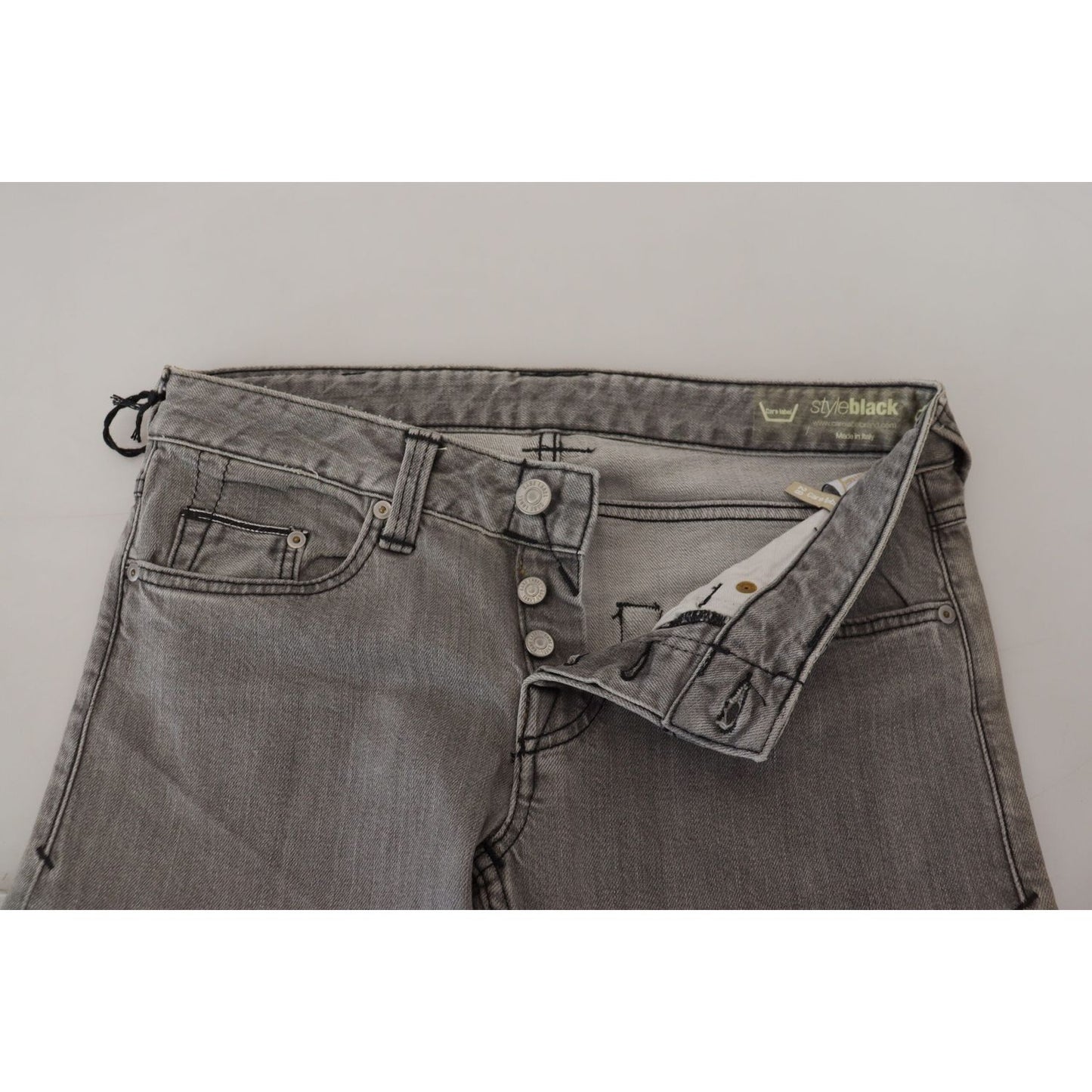 Care Label Gray Washed Cotton Skinny Women Casual Denim Jeans