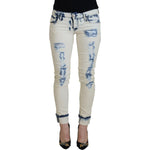 Acht White Blue Cotton Skinny Women Tattered Denim Jeans PAN72692- 26